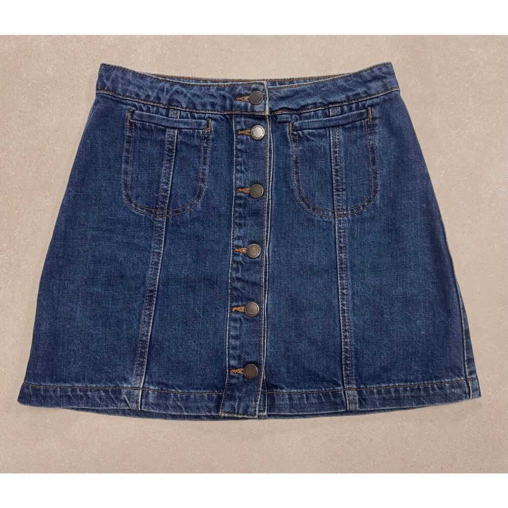 Topshop Moto Denim Button Up Skirt - Size: W26